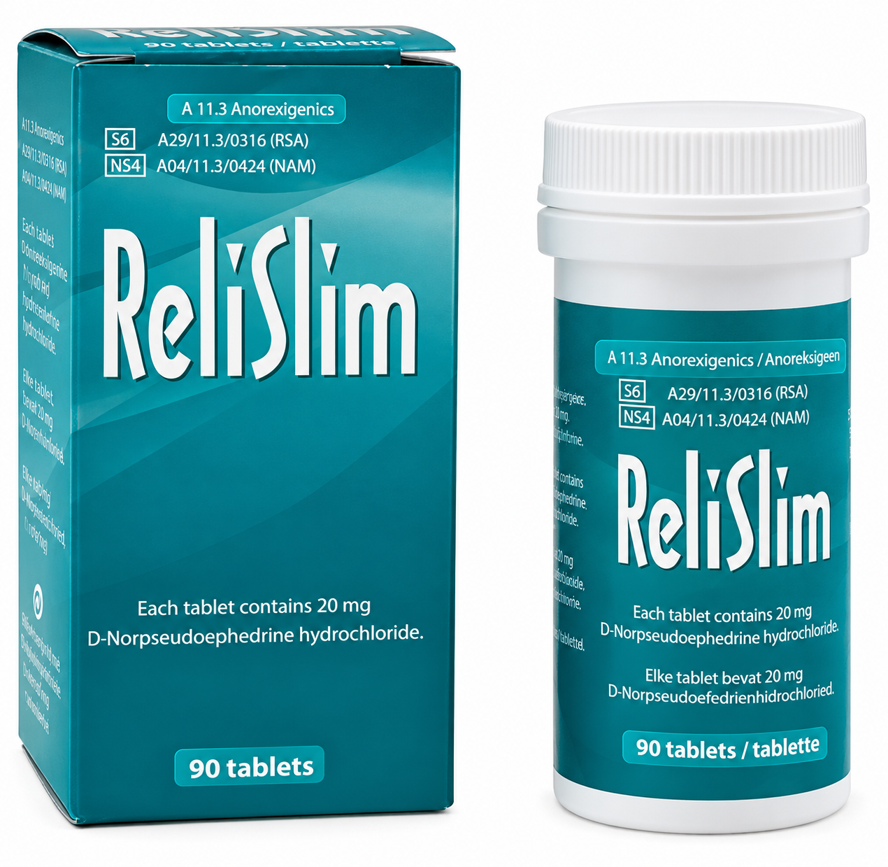 ReliSlim Other products bottle — Weight-management support — 90 tablets, appetite control.