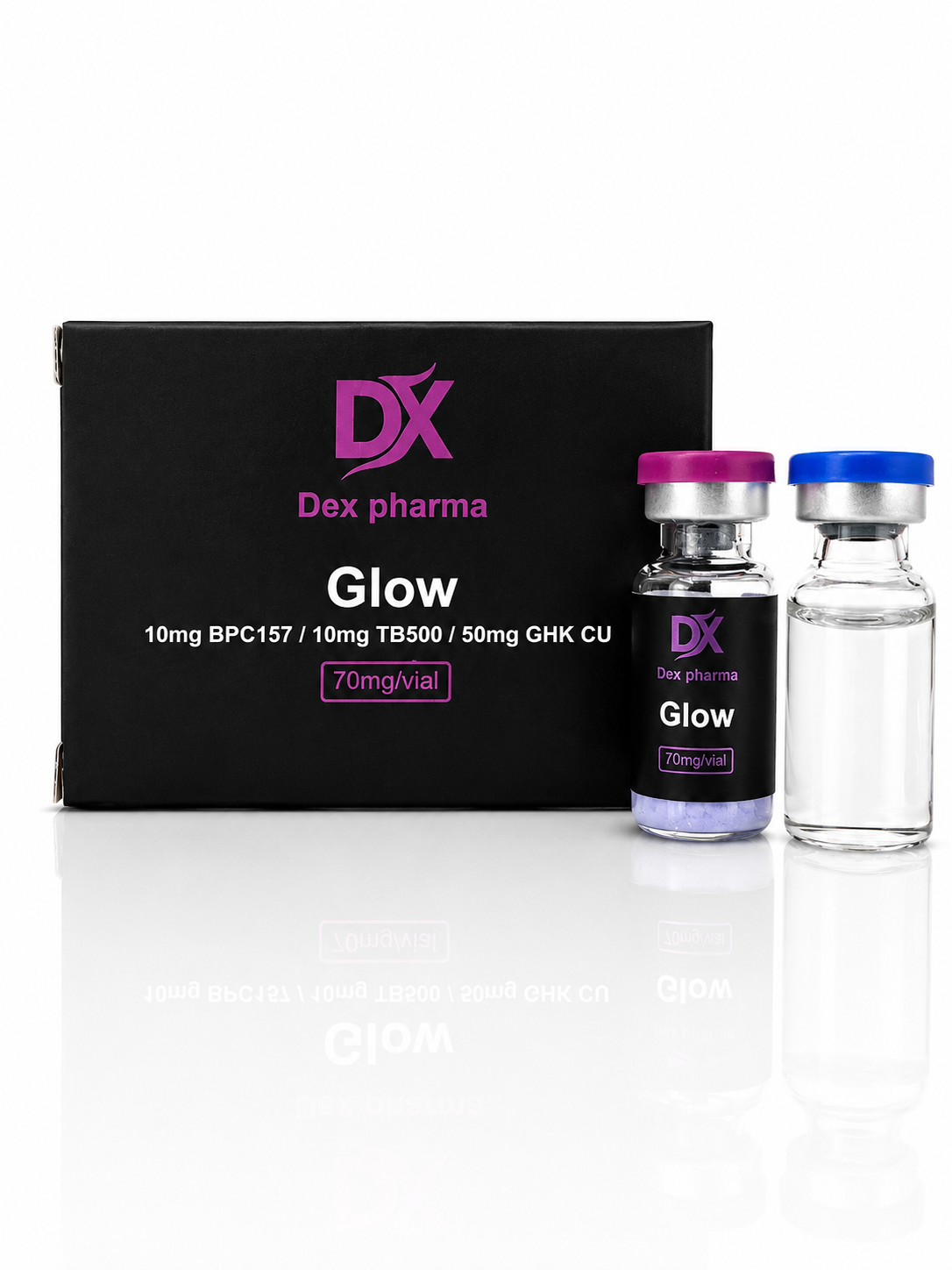 GLOW 70mg peptide vial — Radiance and regeneration in one vial.