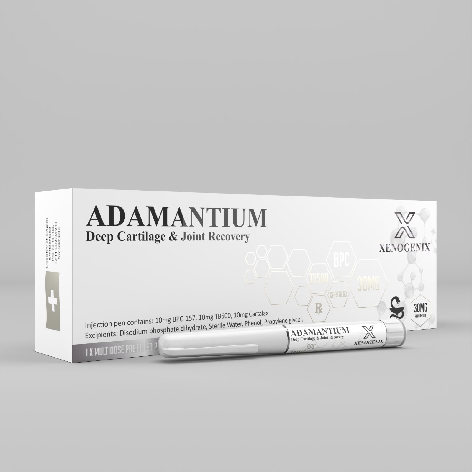 Adamantium 30mg Pre-Filled Pen Joint & Cartilage — BPC-157 + TB-500 + Cartalax — deep joint recovery.