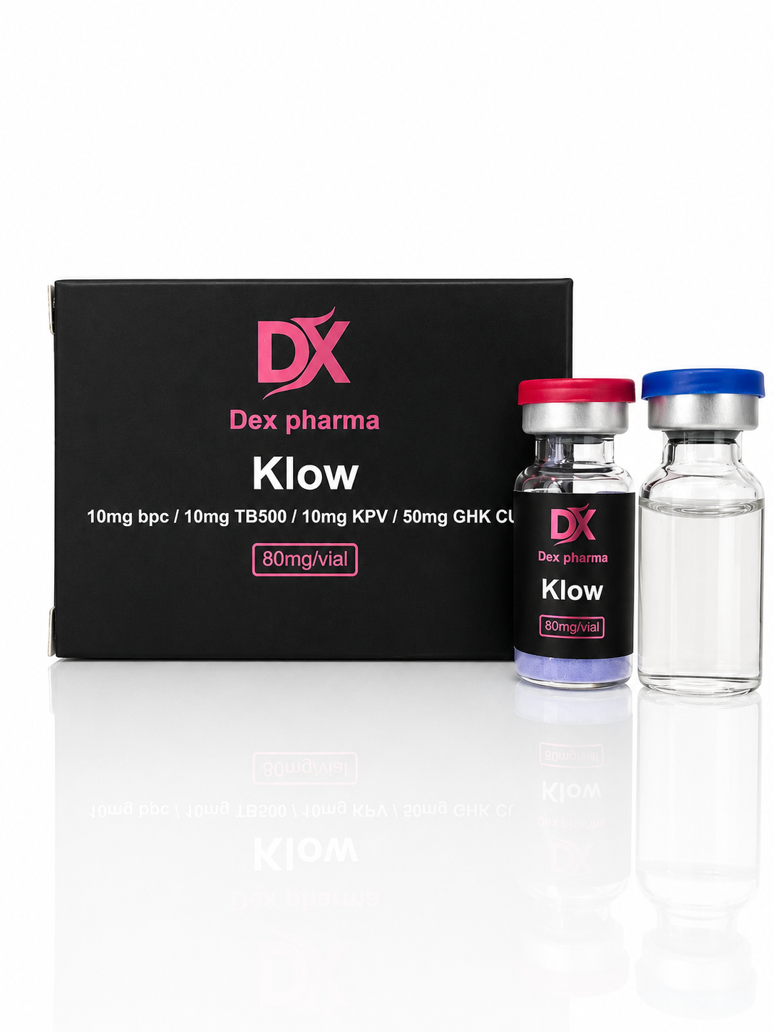 KLOW 80mg peptide vial — Full-spectrum repair in a single vial.